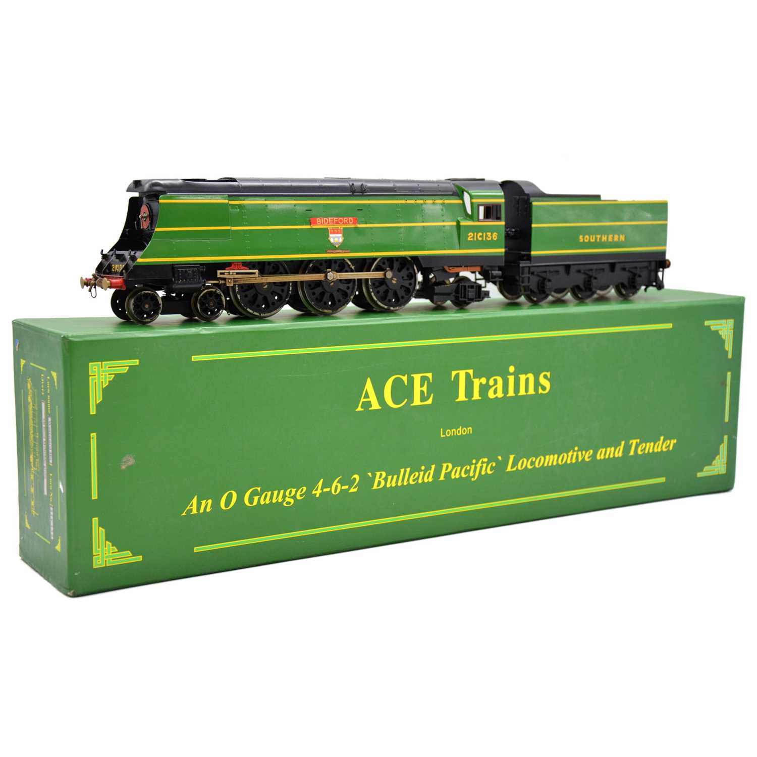 Lot 227 - ACE trains O gauge Bulleid Pacific locomotive, 2-rail and 3-rail compatible, bpxed