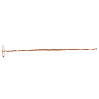 Lot 340 - A rose metal single Albert watch chain.