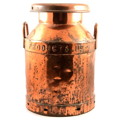 Lot 180 - "Product's Ltd Dried Products"  twin handled copper churn.