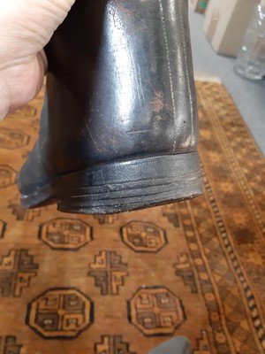 Lot 122 - Three pairs of hunting boots, wooden trees and a hunting crop.