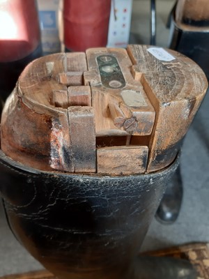 Lot 122 - Three pairs of hunting boots, wooden trees and a hunting crop.