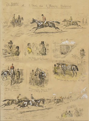 Lot 398 - Van de Keere, four antiquarian maps, a hand coloured print "A Trial for a Spring Handicap