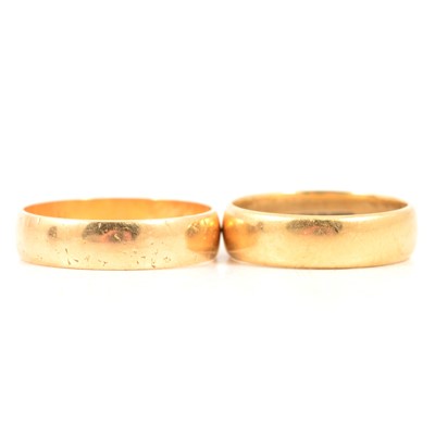 Lot 104 - Two 18 carat yellow gold wedding bands.