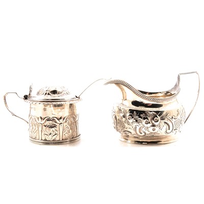 Lot 342 - A Georgian silver cream jug and mustard pot.