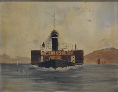 Lot 371 - English School, Steamer ship and a small oil painting on tin