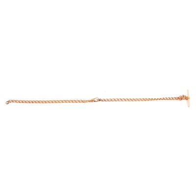 Lot 337 - A 15 carat rose gold double Albert watch chain.