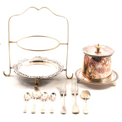 Lot 181 - A collection of silver spoons and silver-plated items.