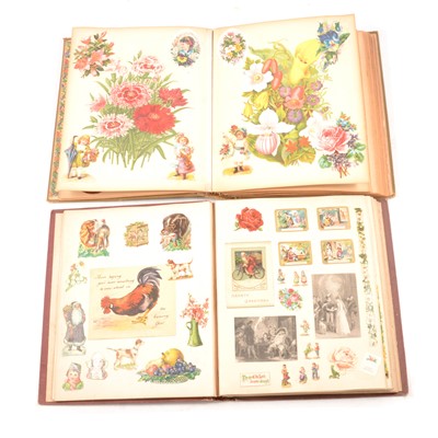 Lot 209 - Two good Victorian Scrap Book albums of decoupage