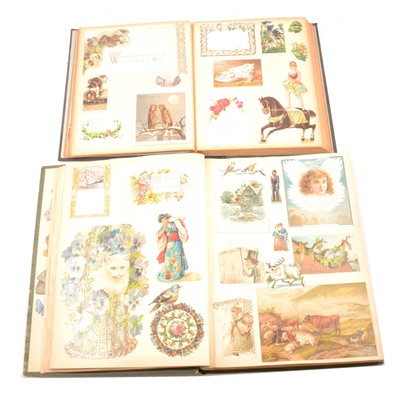 Lot 211 - Two large Victorian scrap books of decoupage