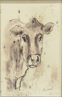 Lot 440 - Tim Steward, studies of cattle, a pair, charcoal.
