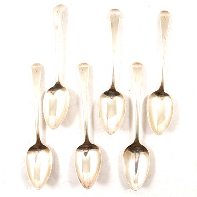 Lot 292 - Set of six Georgian silver dessert spoons, George Day, London 1814.