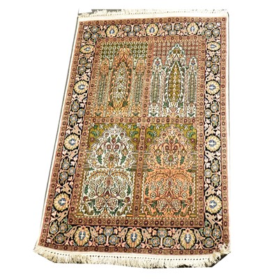 Lot 564 - Kashmir silk rug, and a Bokhara rug