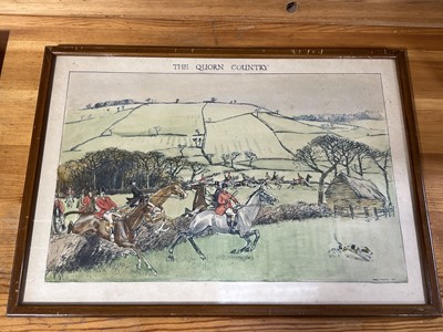 Lot 409 - After Harry Morley 1910, The Quorn Country, a set of four coloured prints, Nick Turley watercolours.