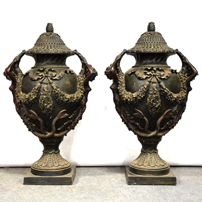 Lot 515 - Large pair of decorative floor-standing vases