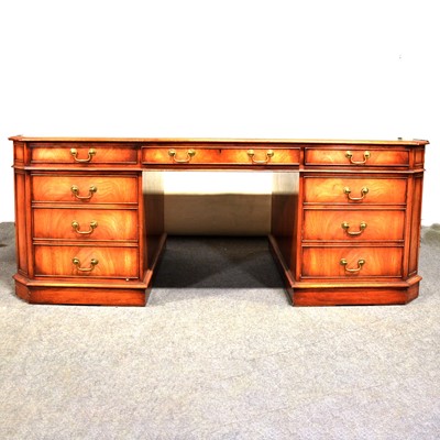 Lot 478 - Mahogany effect twin-pedestal partners desk