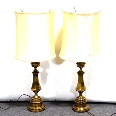 Lot 274 - Pair of brass table lamps