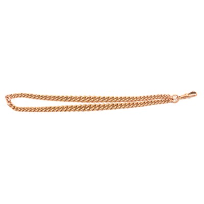 Lot 338 - A 9 carat rose gold Albert watch chain converted to a two row bracelet.