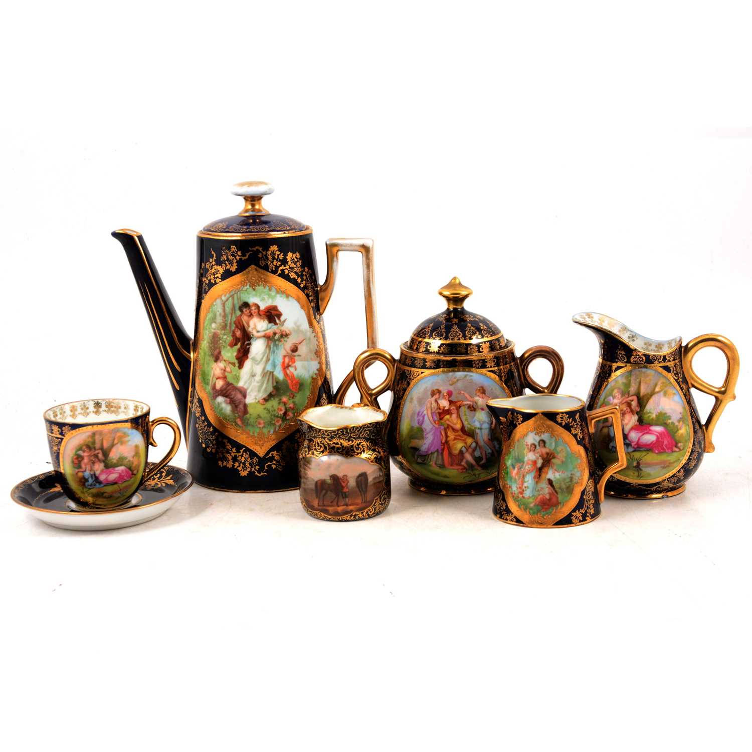 Lot 23 - Quantity of decorative Royal Vienna tea and coffee wares
