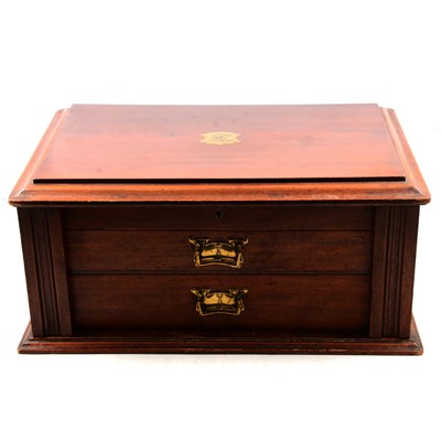 Lot 174 - Mahogany vacant canteen with hinged lid and two drawers, not fitted.