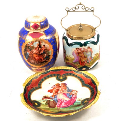Lot 25 - Royal Vienna ginger jar and cover, and other decorative wares
