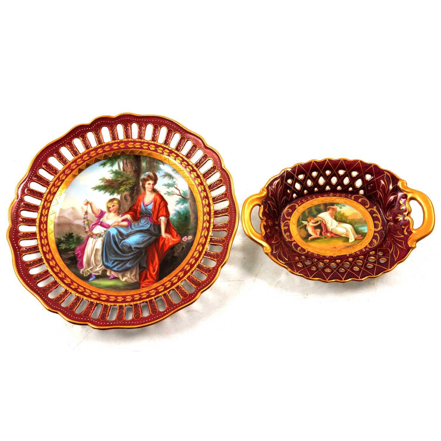 Lot 22 - A hand-painted Royal Vienna plate and dish