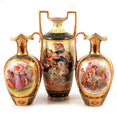 Lot 56 - Three Royal Vienna cabinet vases, and a quantity of tableware