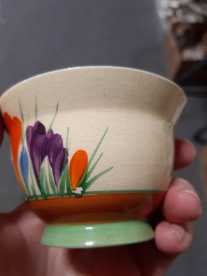 Lot 31 - Clarice Cliff, a collection of 'Crocus' pattern tea ware