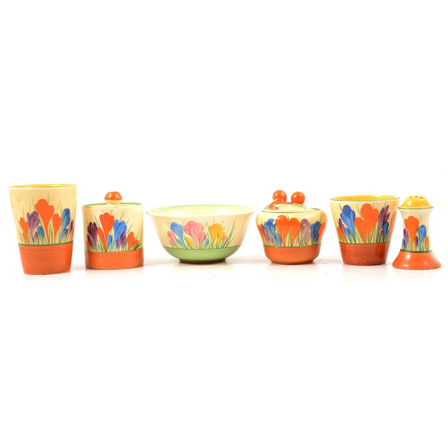 Breakfast Ware Lot 19 - Clarice Cliff, a small quantity of 'Crocus'