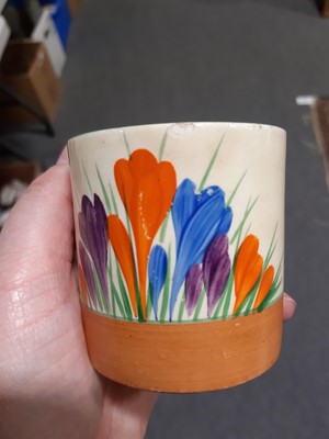 Lot 19 - Clarice Cliff, a small quantity of 'Crocus' pattern breakfast ware