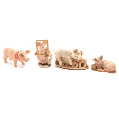 Lot 56 - A large collection of pig ornaments, Capodimonte Limited Edition figure, Thai cutlery, teaset etc.