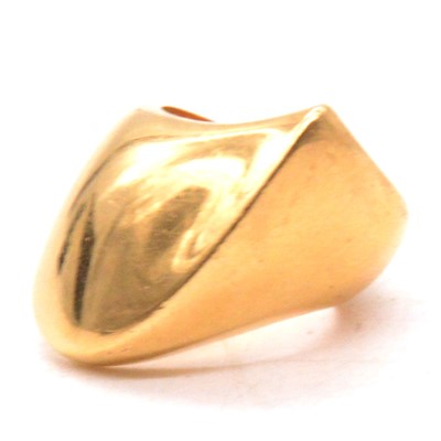 Lot 201 - Nanna Ditzel for Georg Jensen - a yellow metal abstract ring.