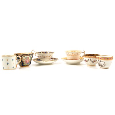 Lot 26 - Small group of English porcelain teawares, and two Continental coffee cans
