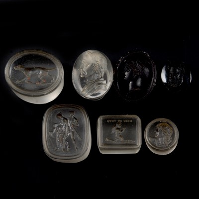 Lot 212 - Seven antique glass intaglio seals