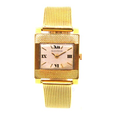 Lot 402 - Jaeger-leCoultre - an 18 carat yellow gold manual wind bracelet wristwatch.