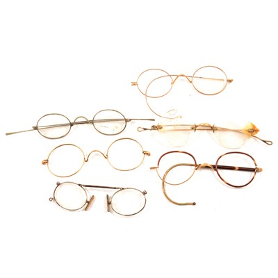 Lot 219 - Collection of vintage gold-plated and other spectacles and cases.