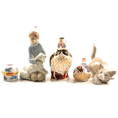Lot 17 - Royal Crown Derby and Caithness paperweights, Lladro figurines and other collectables.