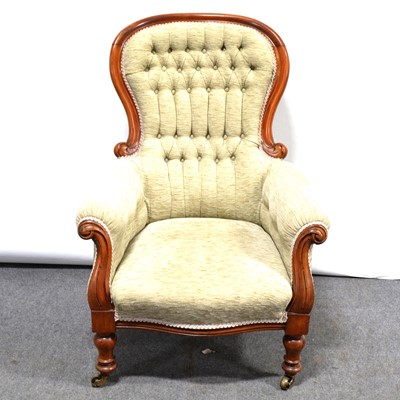 Lot 572 - Victorian mahogany framed easy chair.