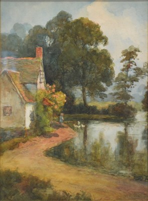 Lot 327 - Lewis Mortimer, Figure by a pond