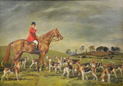 Lot 168 - John Theodore Kenney, Huntsman and hounds in a landscape