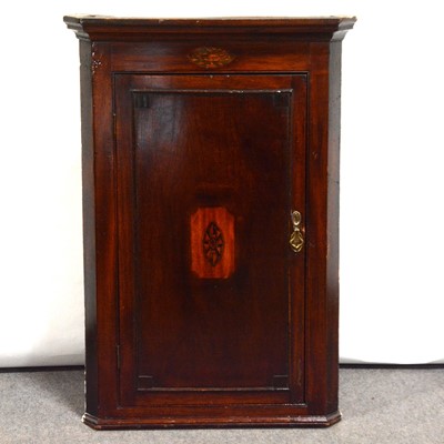 Lot 246 - George IV inlaid mahogany hanging corner cupboard