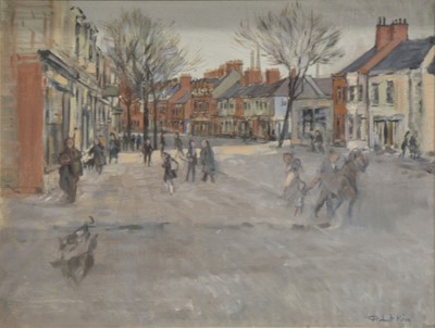 Lot 381 - Robert King, Street scene in Leicester