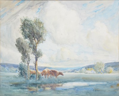 Lot 386 - George Harrison, Cattle in a valley landscape