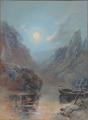 Lot 376 - William Arnee Frank, Nocturnal river scene; an another 19th century watercolour