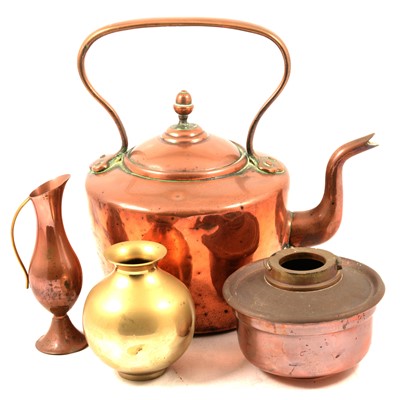 Lot 442 - Large copper preserve pan, other copper and brass ware