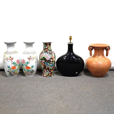 Lot 559 - Large pair of Chinese porcelain vases, and other large decorative vessels