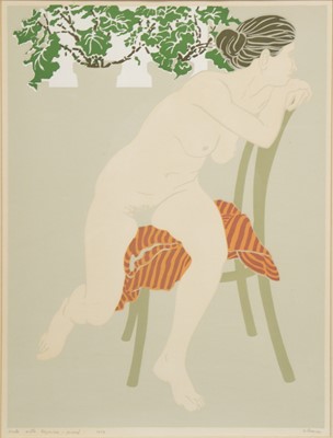 Lot 402 - Phyllis Sloane, Nude with Begonias