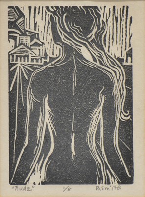 Lot 395 - Barbara Smith, Nude, linocut, and Relationships, etching