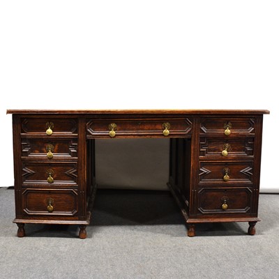 Lot 471 - Late Victorian oak partners desk