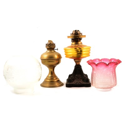 Lot 198 - Three Victorian oil lamps