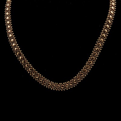 Lot 285 - A 9 carat yellow gold link necklace.